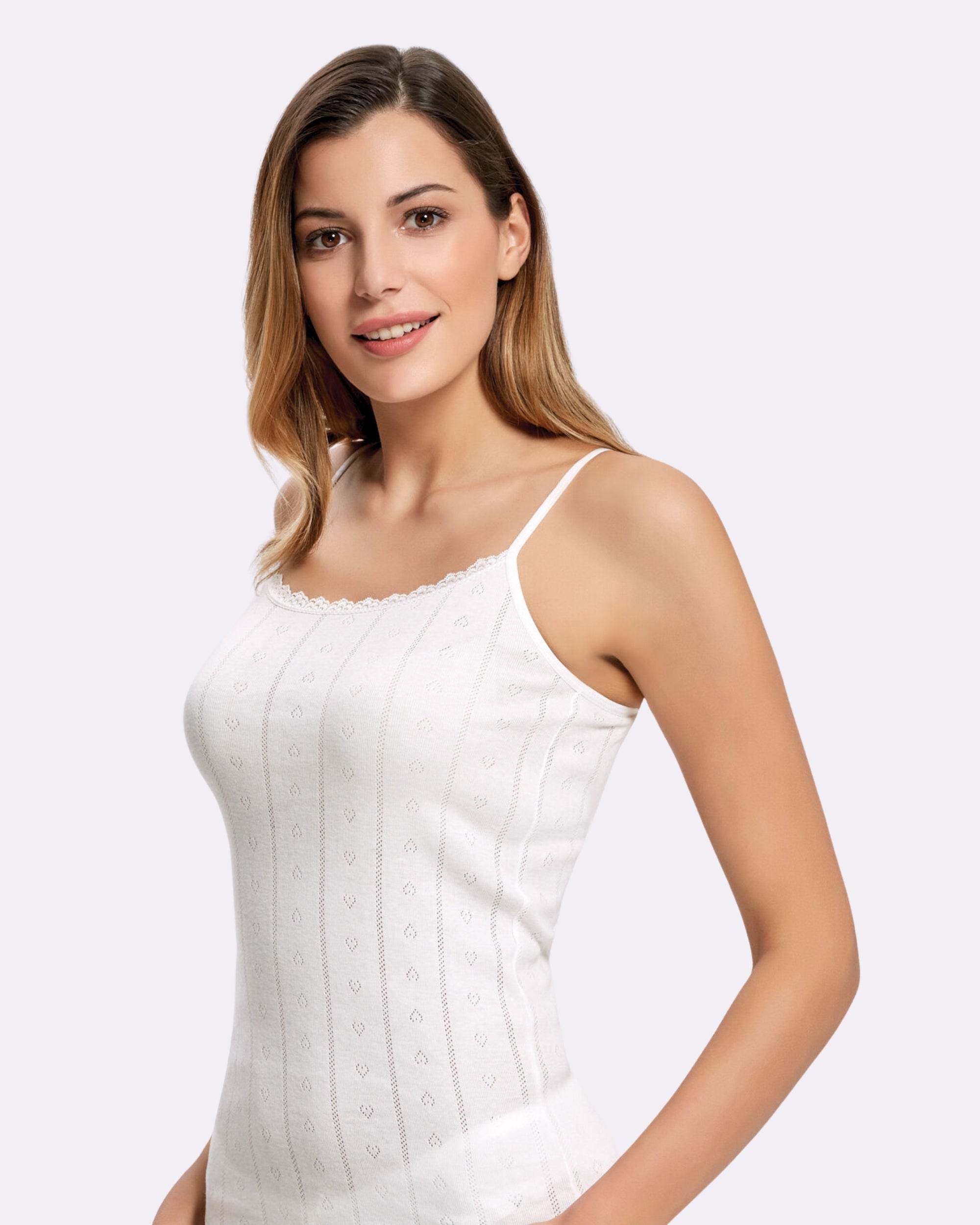 Pamuk Kadın Kalp Desenli Jakarlı İp Askılı Atlet 2023