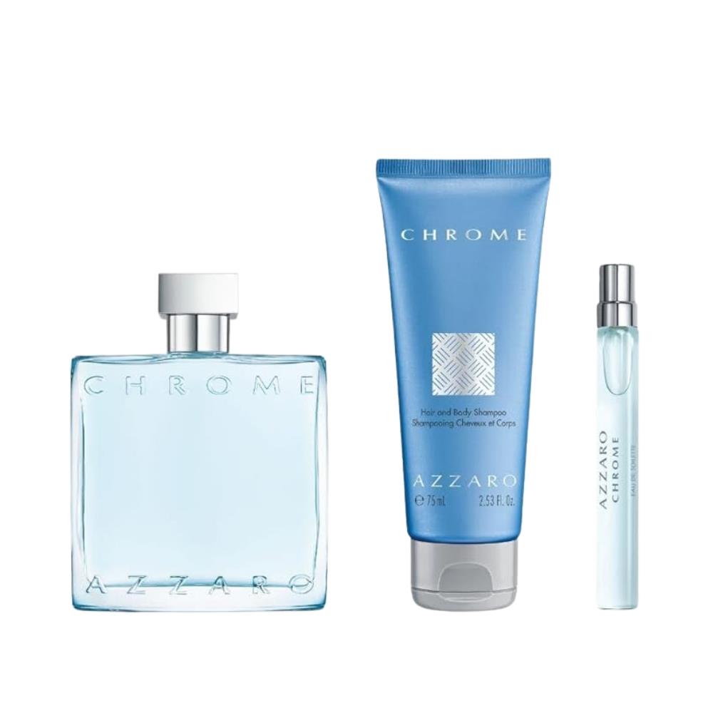Azzaro Chrome 75 ml Shampoo+EDT 100 ml+EDT 10 ml Erkek Parfüm Seti