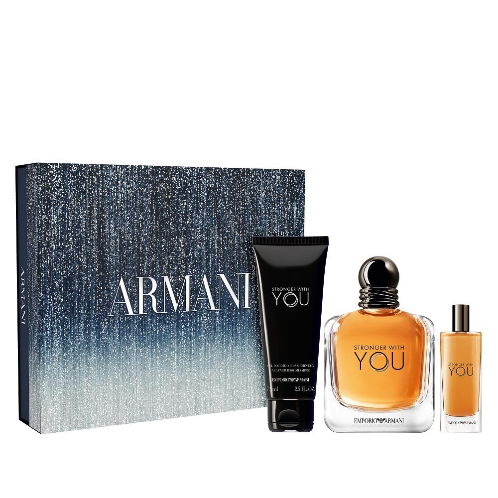 Emporio Armani Stronger With You EDT 100 ml + Stronger With You EDT 15 ml + Body Shampoo 75 ml Erkek Parfüm Seti