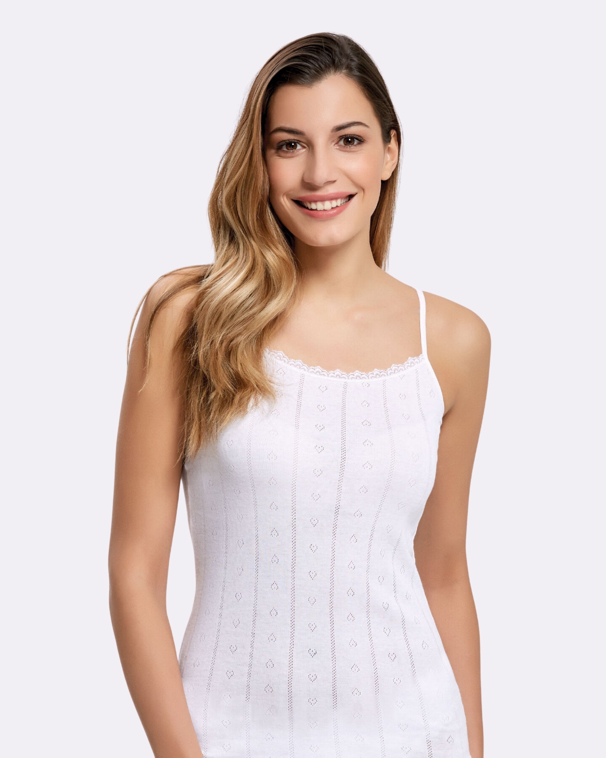 Pamuk Kadın Kalp Desenli Jakarlı İp Askılı Atlet 2023