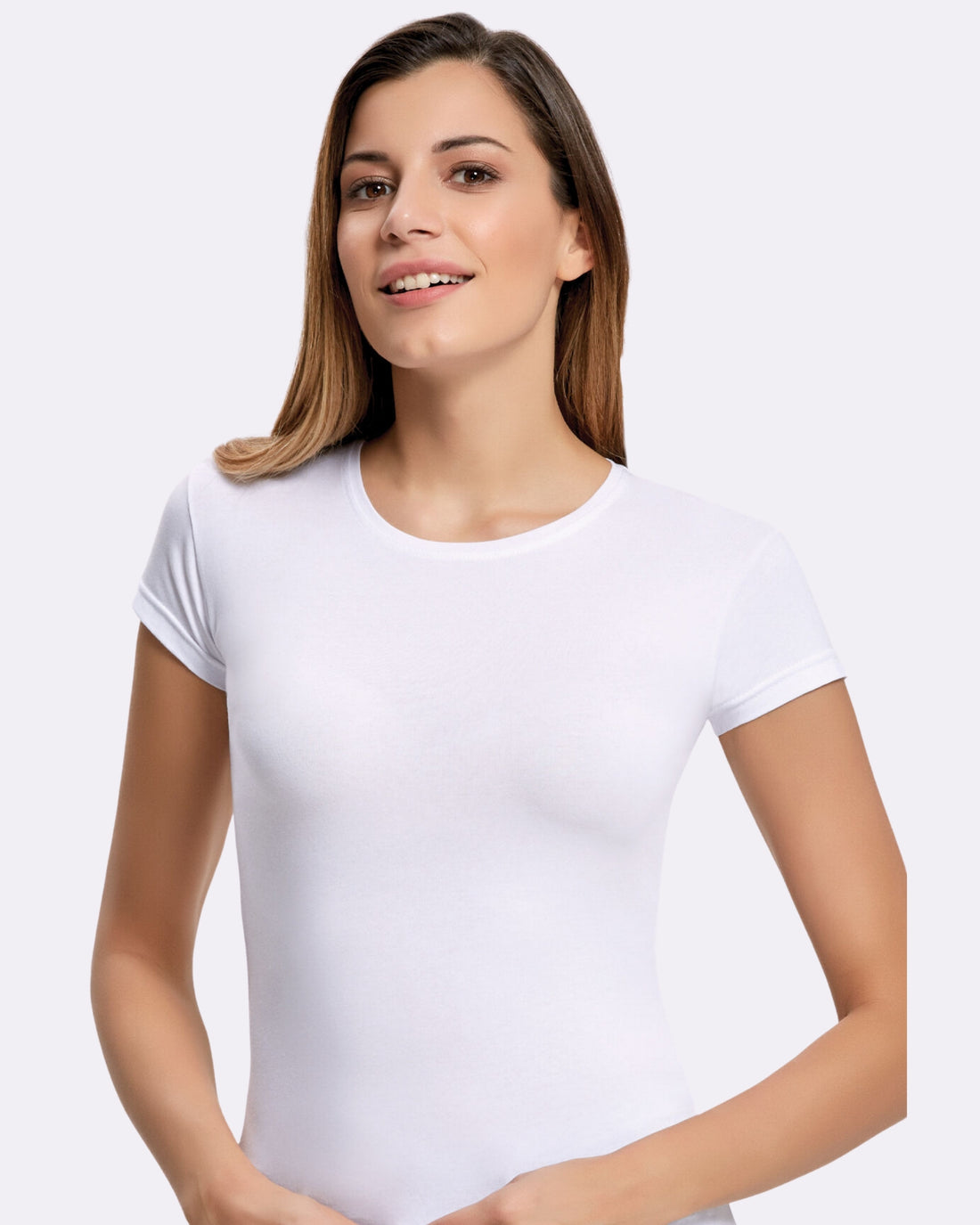 Pamuklu Kadın Elastan 0 Yaka Kısa Kollu Tişört 2260