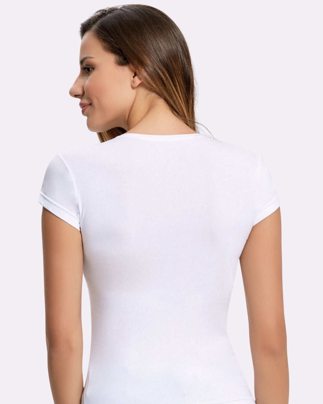 Pamuklu Kadın Elastan 0 Yaka Kısa Kollu Tişört 2260