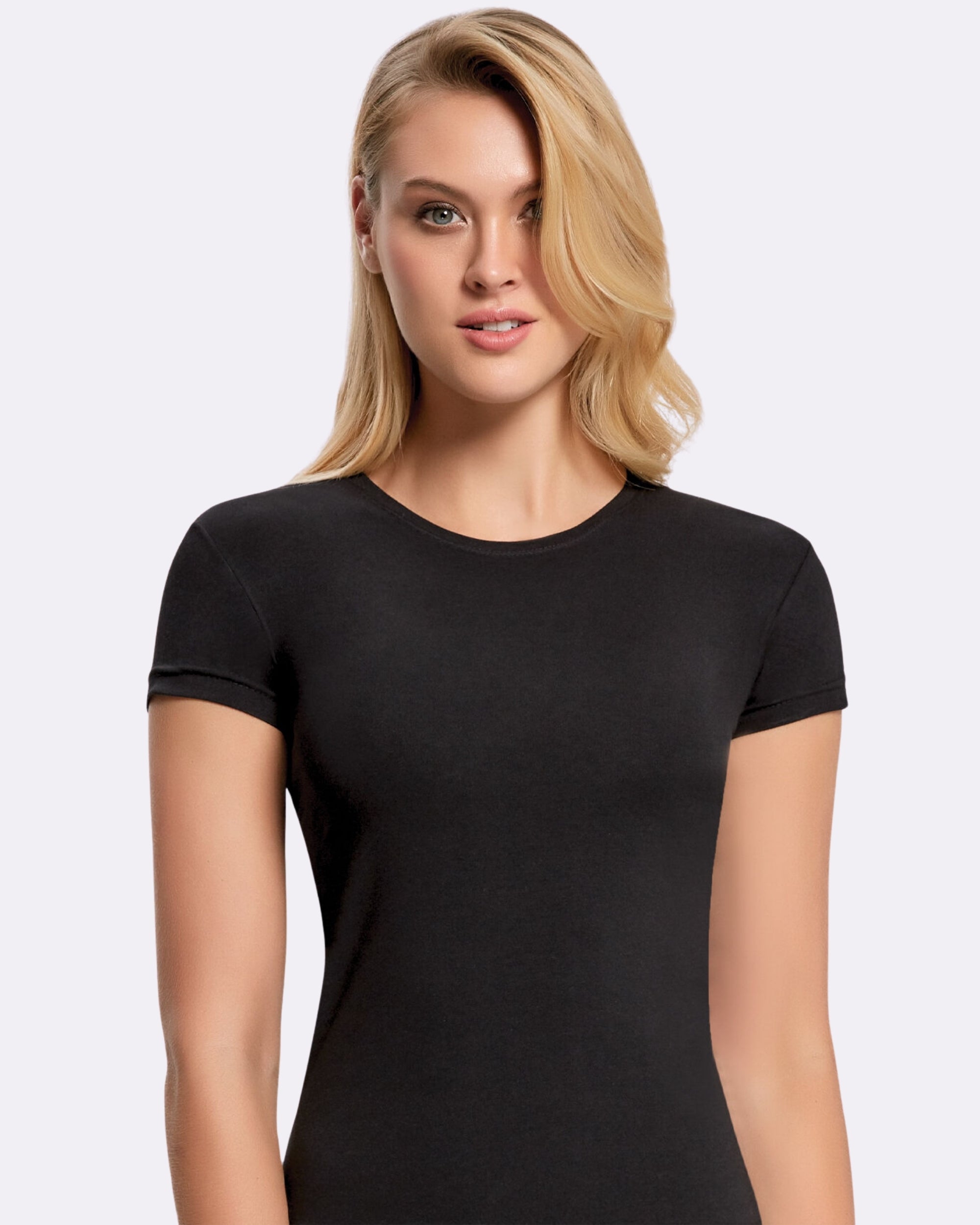 Pamuklu Kadın Elastan 0 Yaka Kısa Kollu Tişört 2260