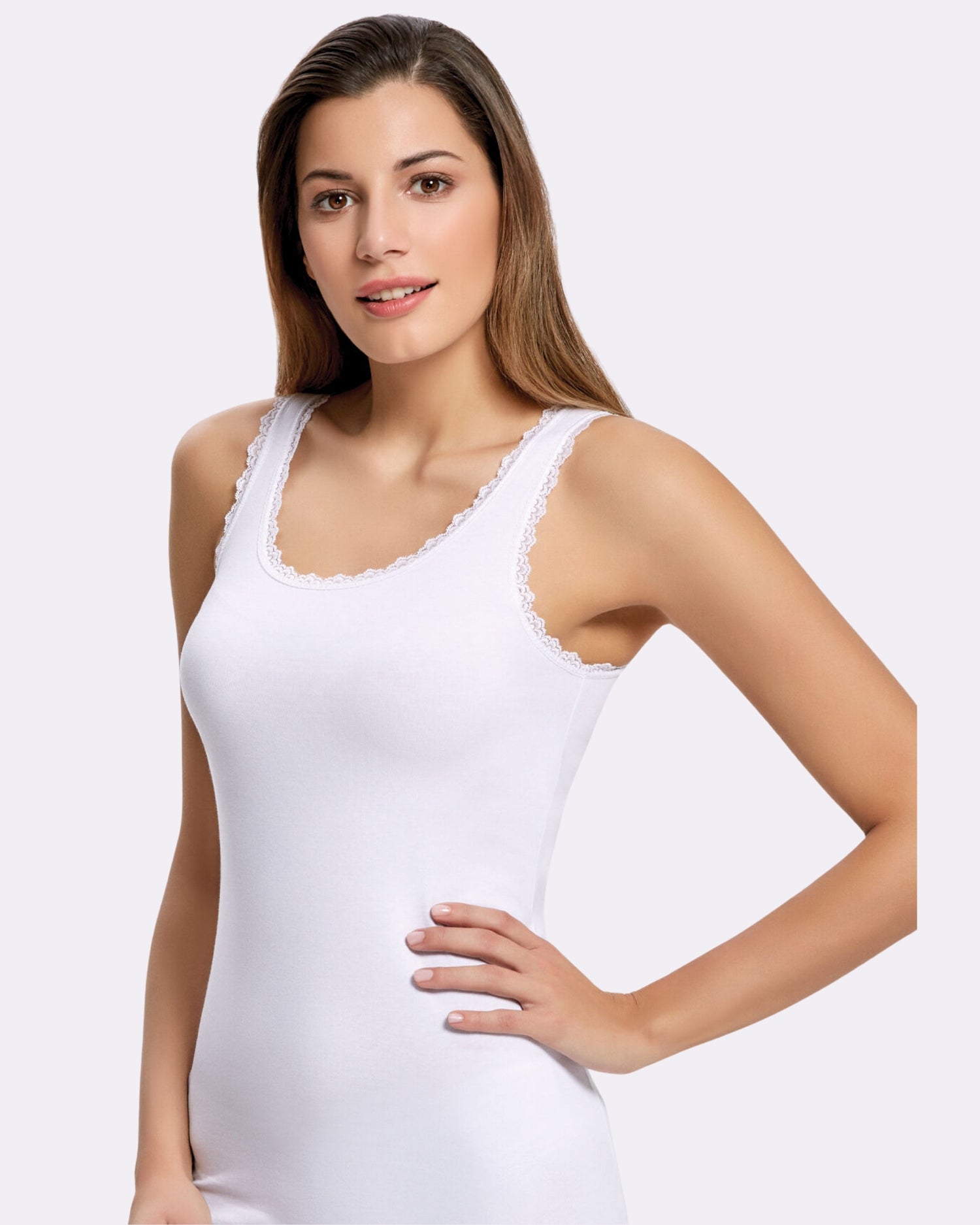 Pamuk Elastan Kadın Dantelli Geniş Askılı Atlet 2313