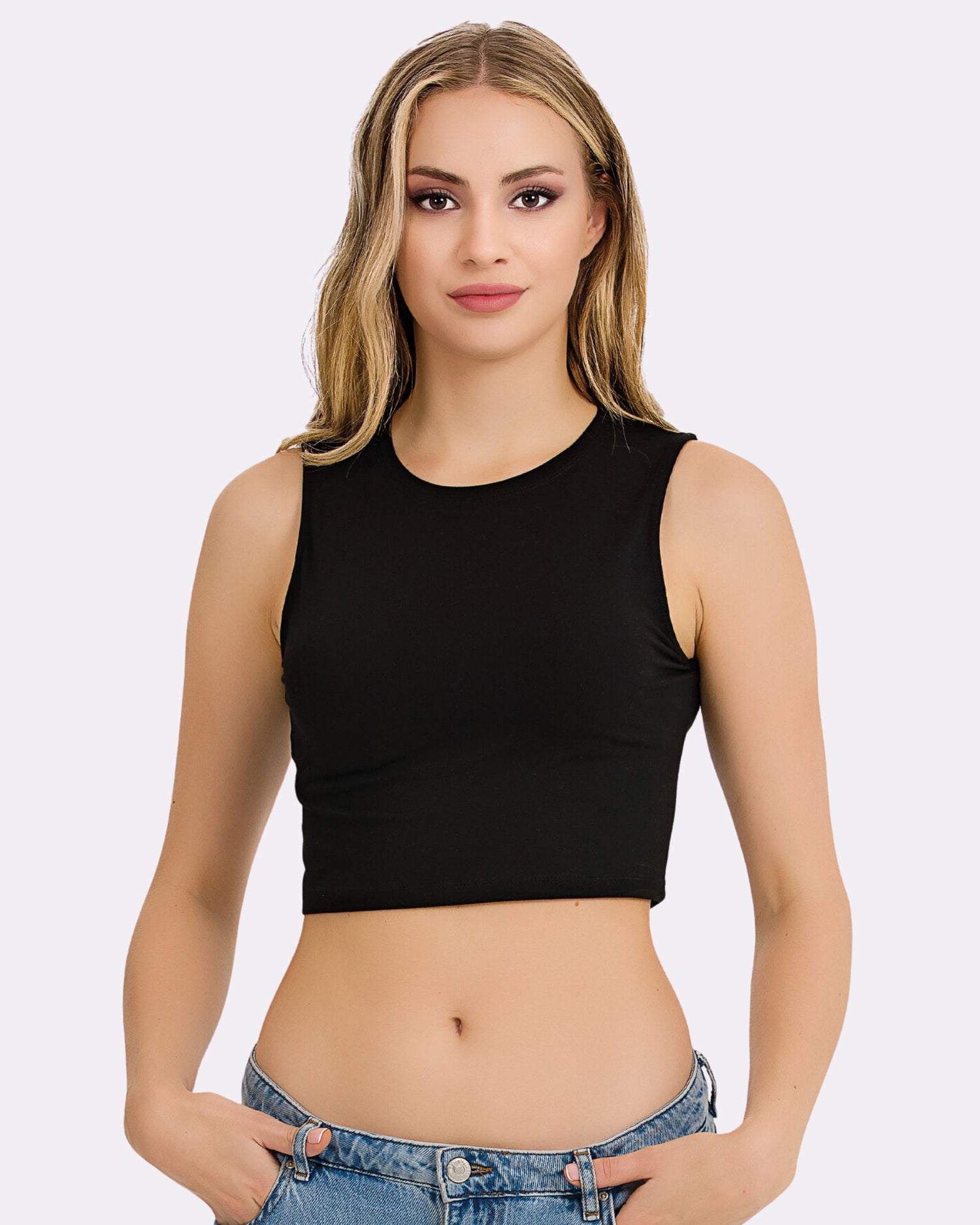 Kadın Kolsuz Basic Crop Atlet 2317