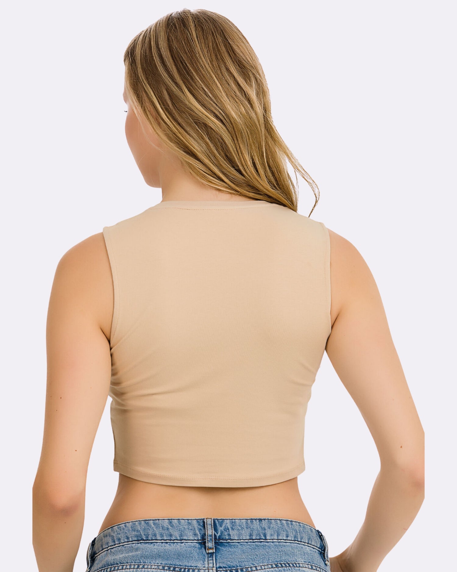 Kadın Kolsuz Basic Crop Atlet 2317