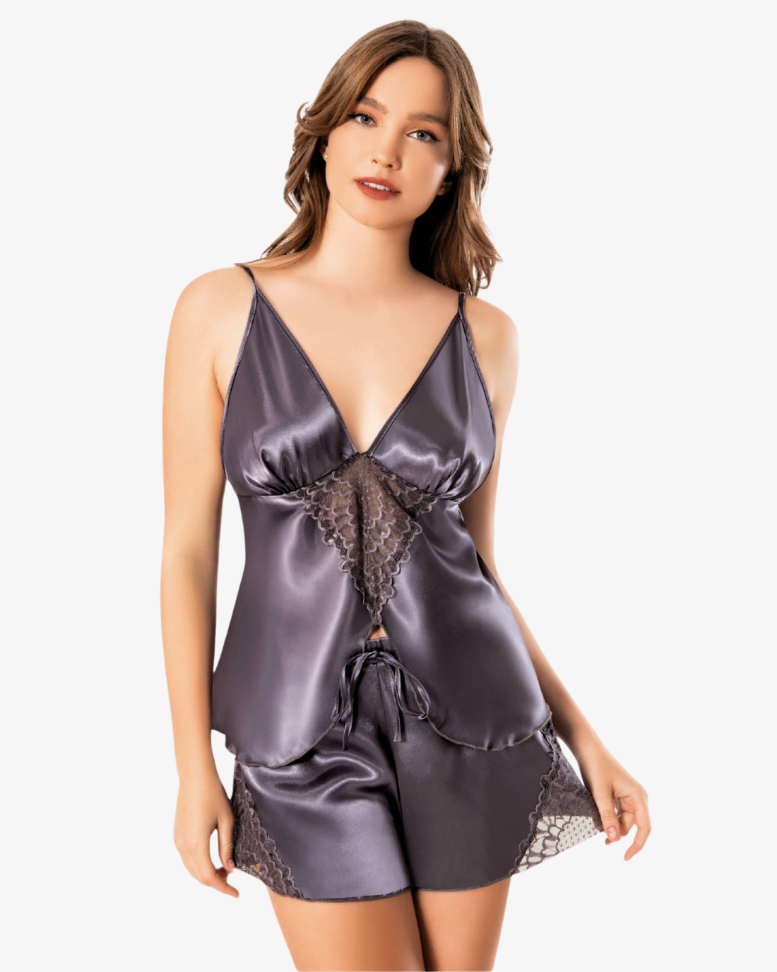 Şortlu Takım Saten Gecelik 3116