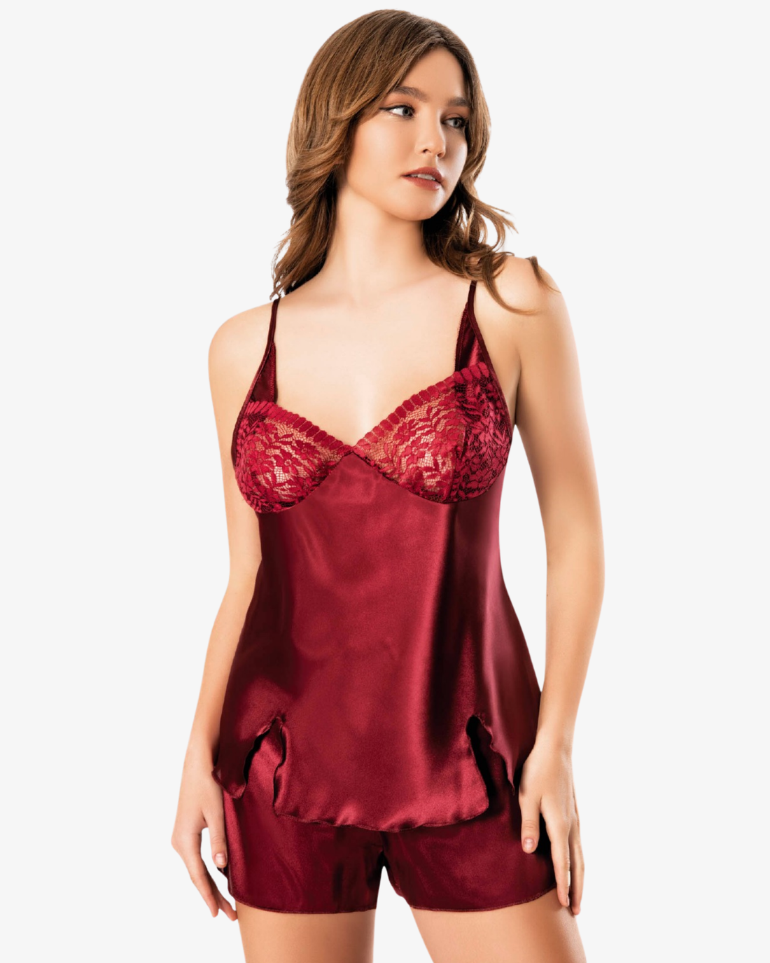 Şortlu Takım Saten Gecelik 3119