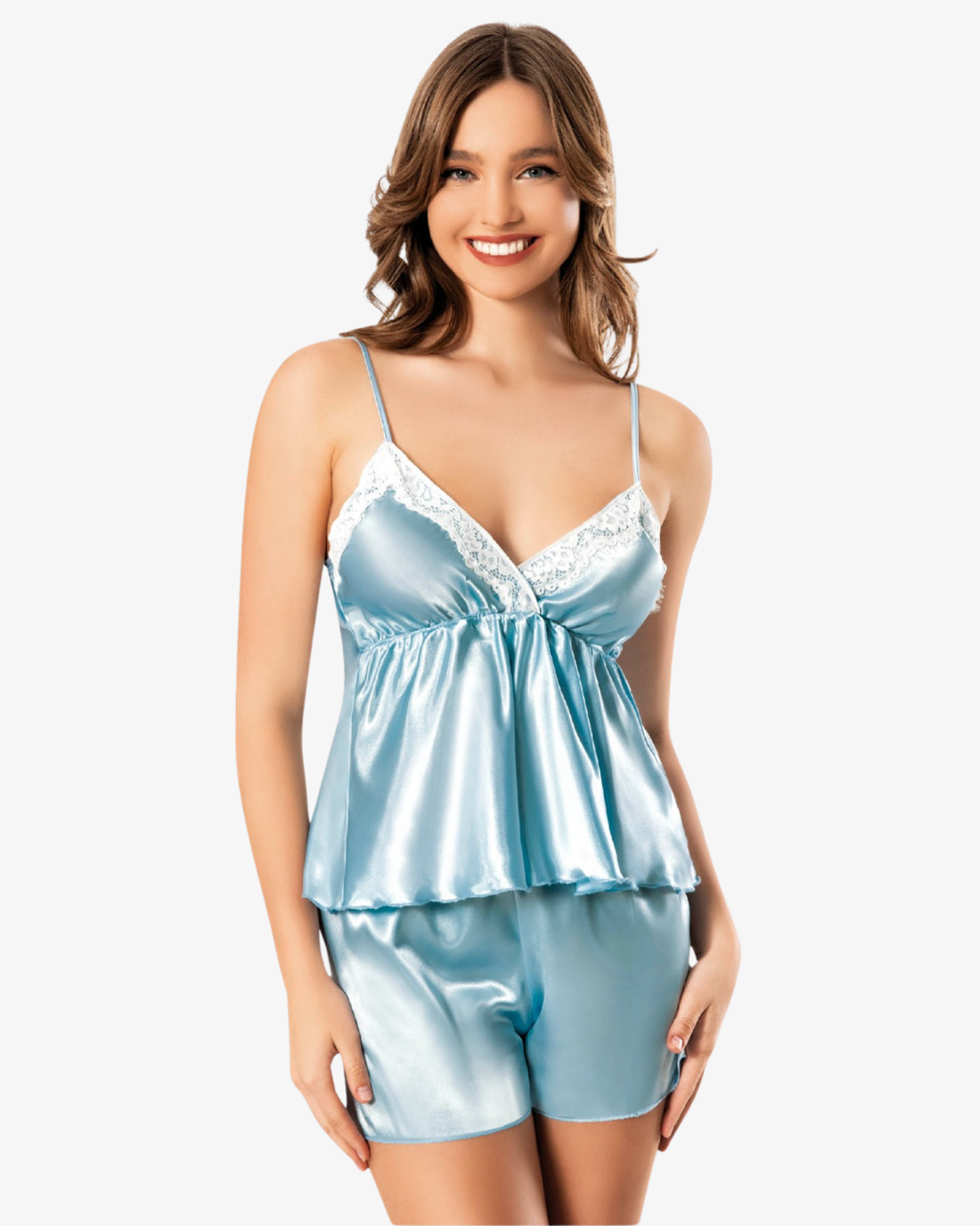 Saten Kadın Şortlu Takım Gecelik 3123