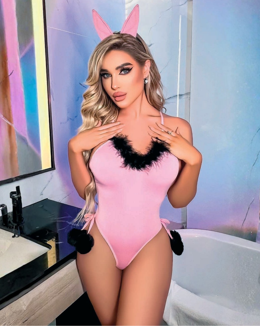 Fantezi Tavşan Kostümü Pembe 3494