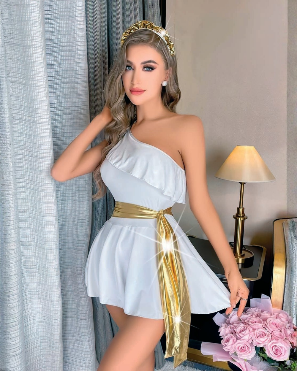 Fantezi Tanrıça Kostümü Beyaz 3595