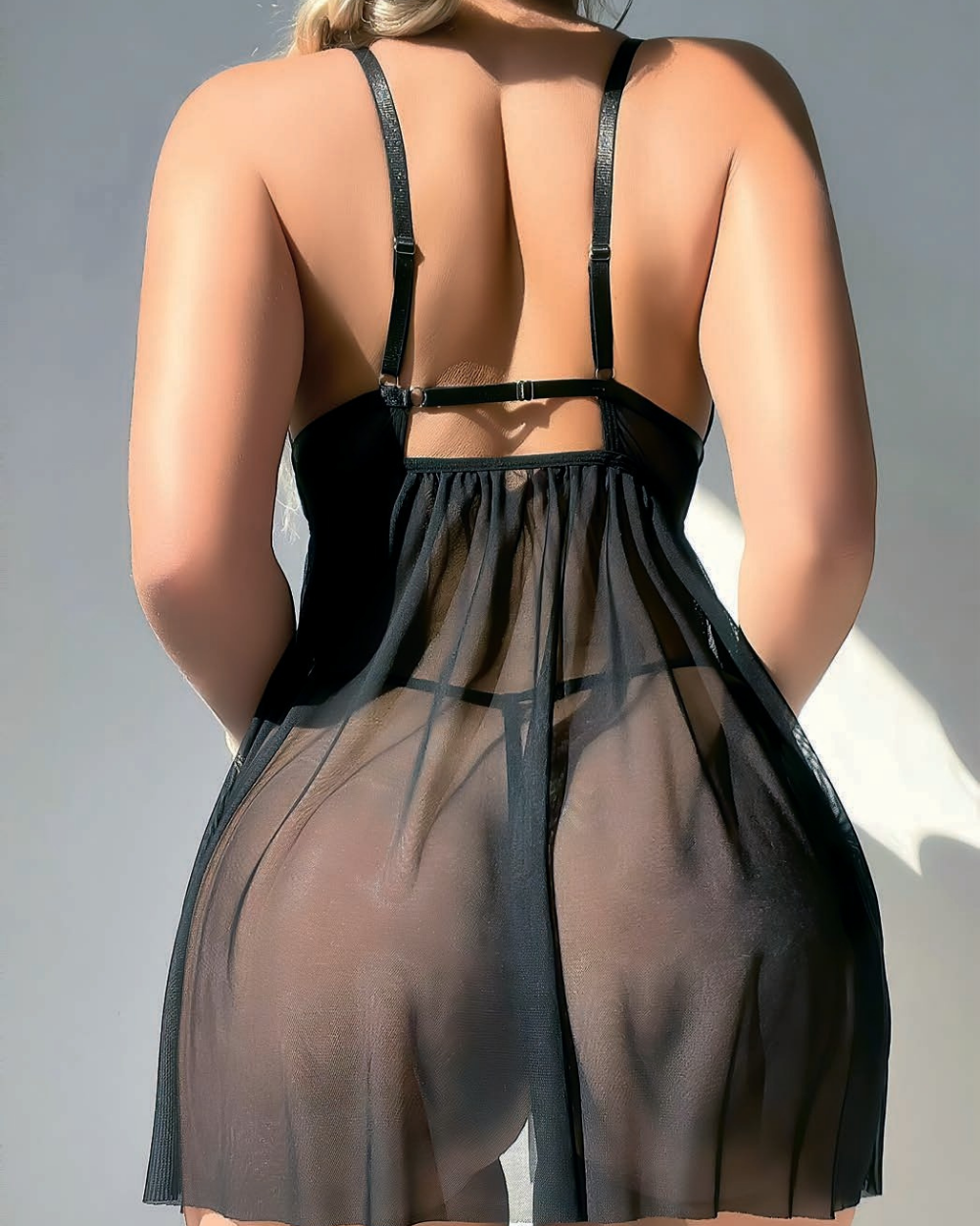 Fantezi Siyah Transparan Babydoll Gecelik 7057
