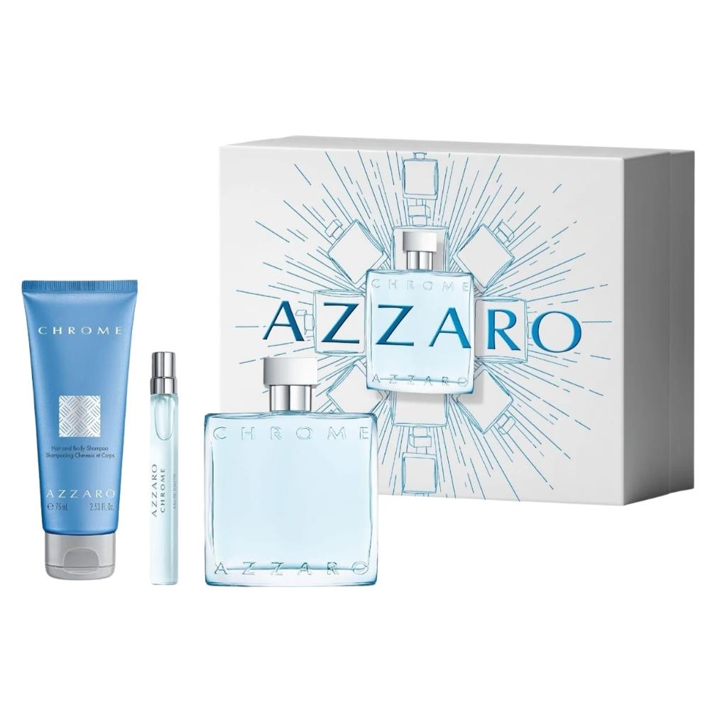 Azzaro Chrome 75 ml Shampoo+EDT 100 ml+EDT 10 ml Erkek Parfüm Seti