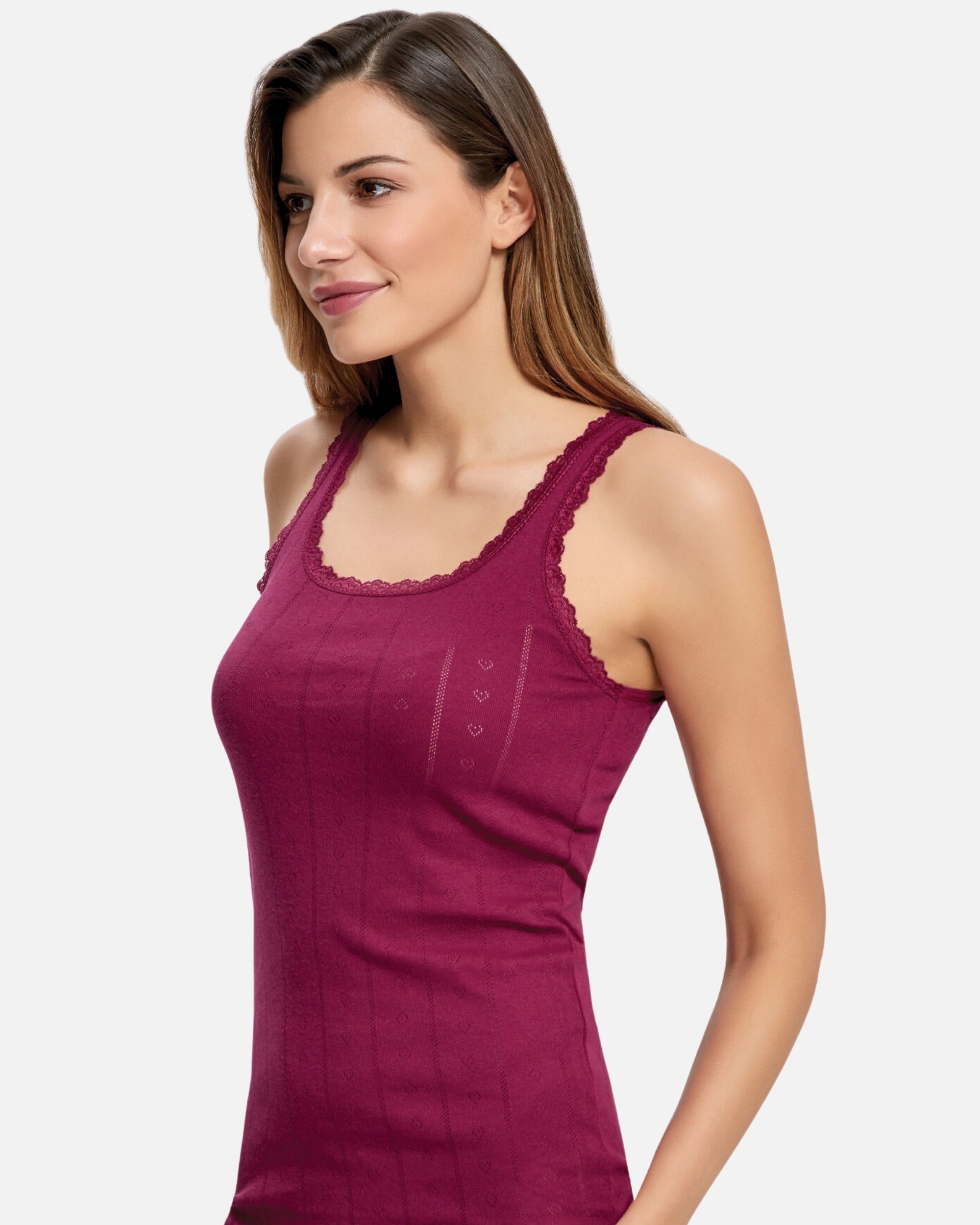 Kadın Geniş Askılı Dantelli Jakarlı Atlet 2024