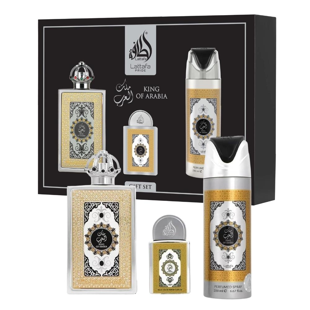 Lattafa Pride King Arabia EDP 100 ml + EDP 20 ml +  Deodorant 200 ml Erkek Parfüm Seti