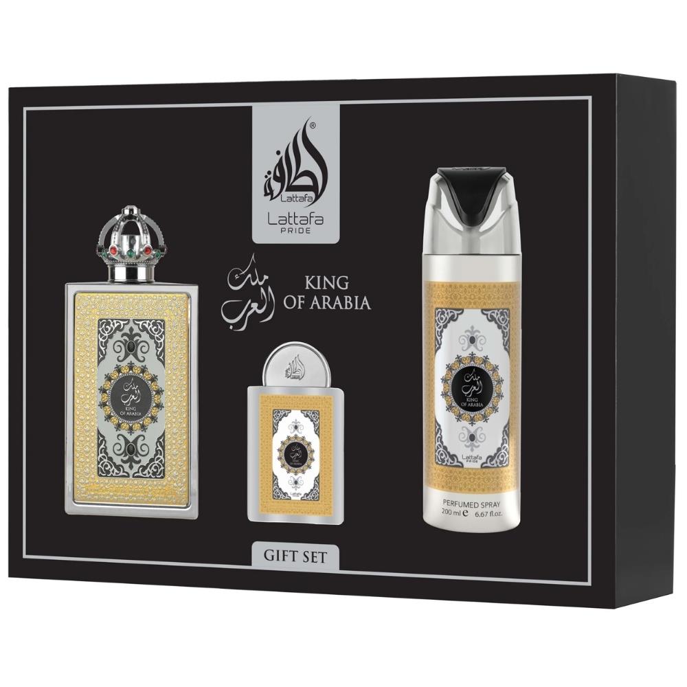 Lattafa Pride King Arabia EDP 100 ml + EDP 20 ml +  Deodorant 200 ml Erkek Parfüm Seti