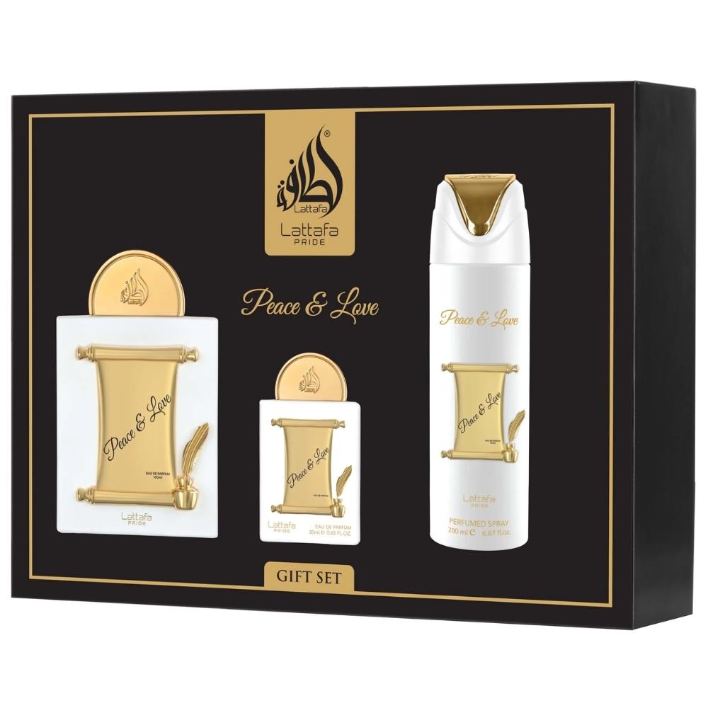 Lattafa Pride Peace &amp; Love EDP 100 ml + EDP 20 ml +  Deodorant 200 ml Unisex Parfüm Seti