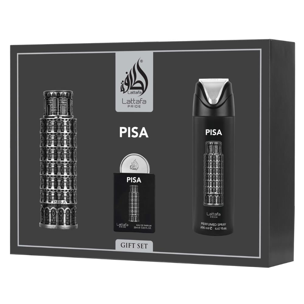 Lattafa Pride Pisa EDP 100 ml +  EDP  20 ml + 200 ml Body Shower Erkek Parfüm Seti