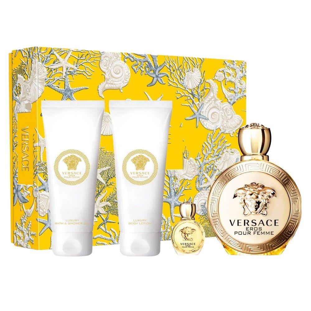 Versace Eros Pour Femme EDP 100 ml+EDP 5 ml+Luxury Body Lotion 100 ml+Bath &amp; Shower Gel 100 ml Kadın Parfüm Seti